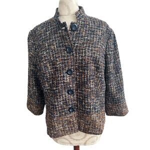 Coldwater Creek Multicolor Tweed Jacket Size 14